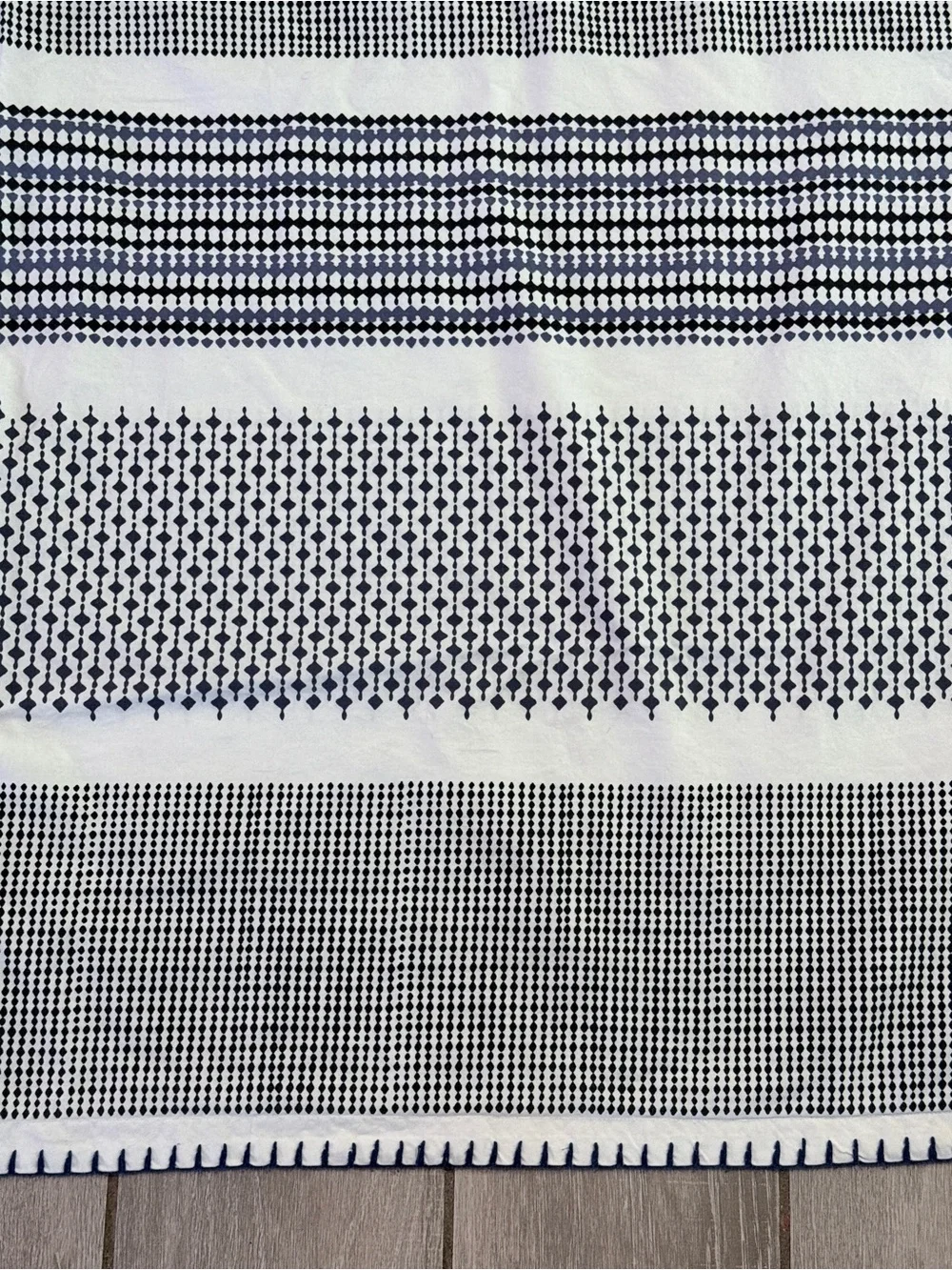 Crate&Barrel Medina Navy and White Geometric Duvet Cover & Shams Set Full/Queen